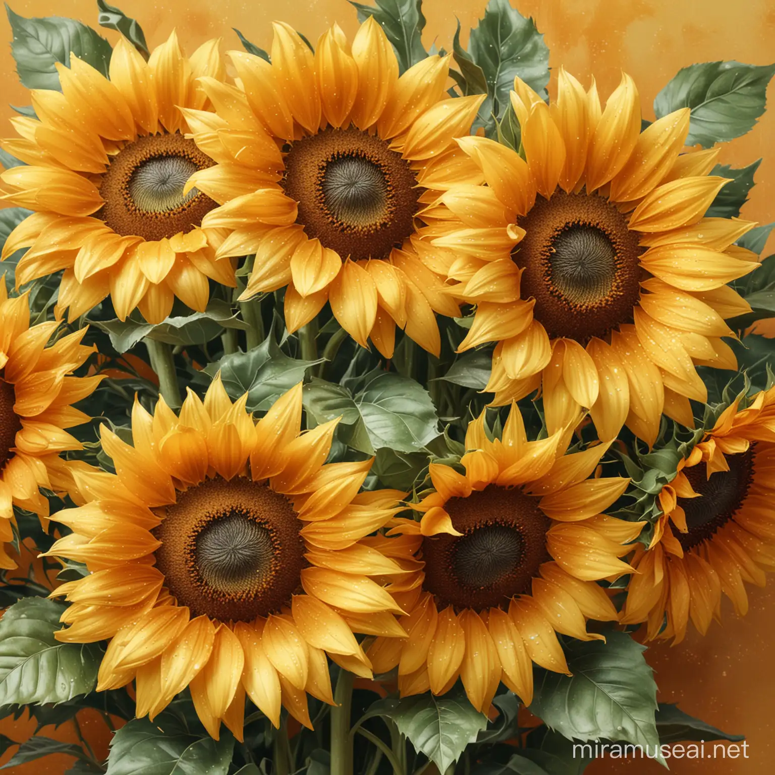 Sunflower Impressionism CloseUp in Vibrant Vector Art