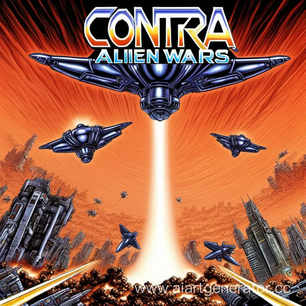 
Contra: The Alien Wars.
Билл и Лэнс видом сверху стреляют в нападающих пришельцев