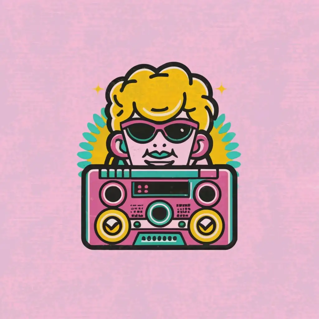 a logo design,with the text "cool teen", main symbol:1986 boy with music player , retro,Moderate,be used in Entertainment industry,clear background
