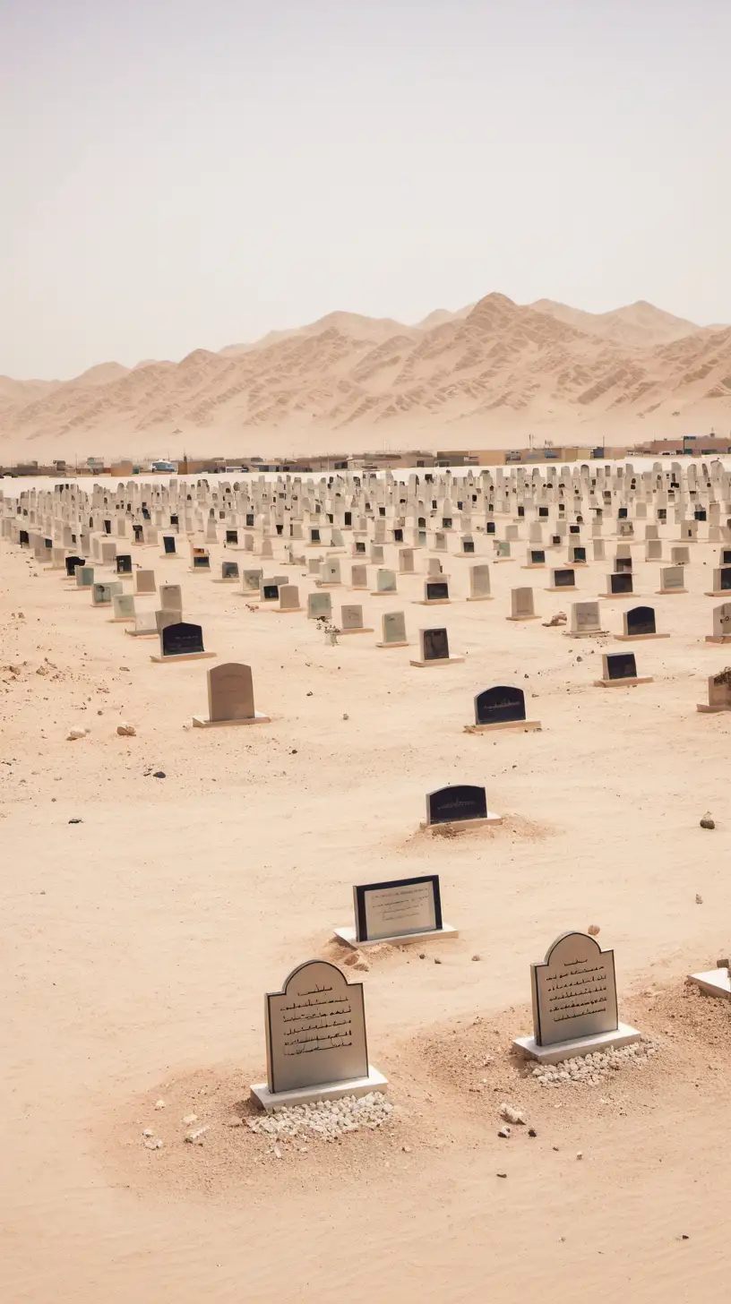a small muslim cemetery in the Arabian desert

