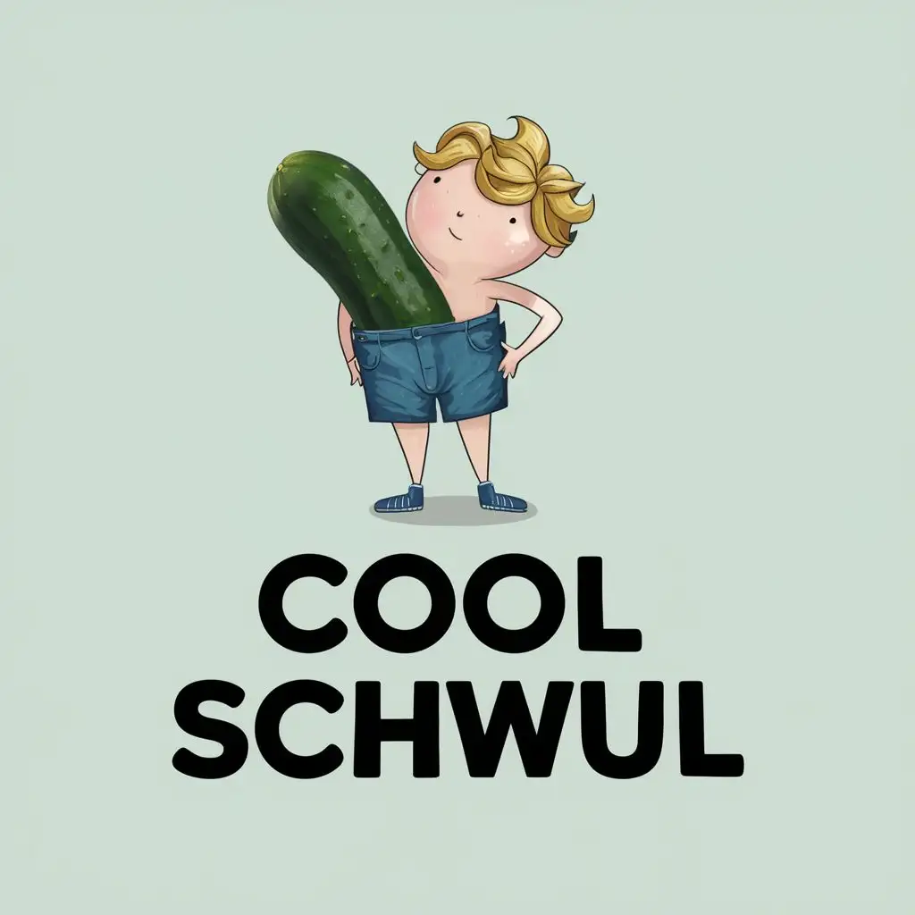 LOGO-Design-For-Cool-Schwul-Illustration-of-a-Trendy-Boy-with-Blond-Hair-and-Cucumber-Accent