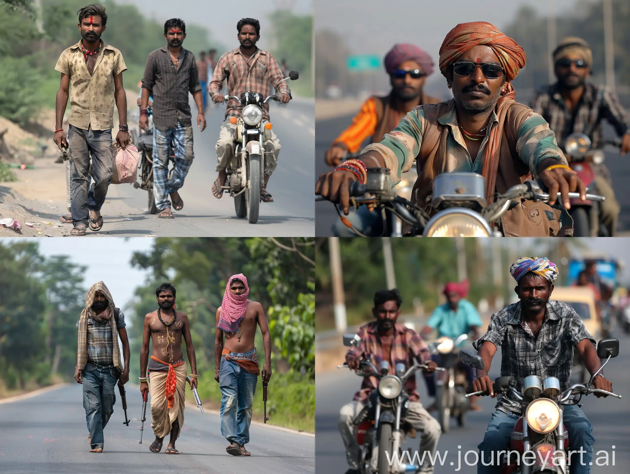 Vibrant-Indian-Rowdys-Gathered-on-Urban-Road