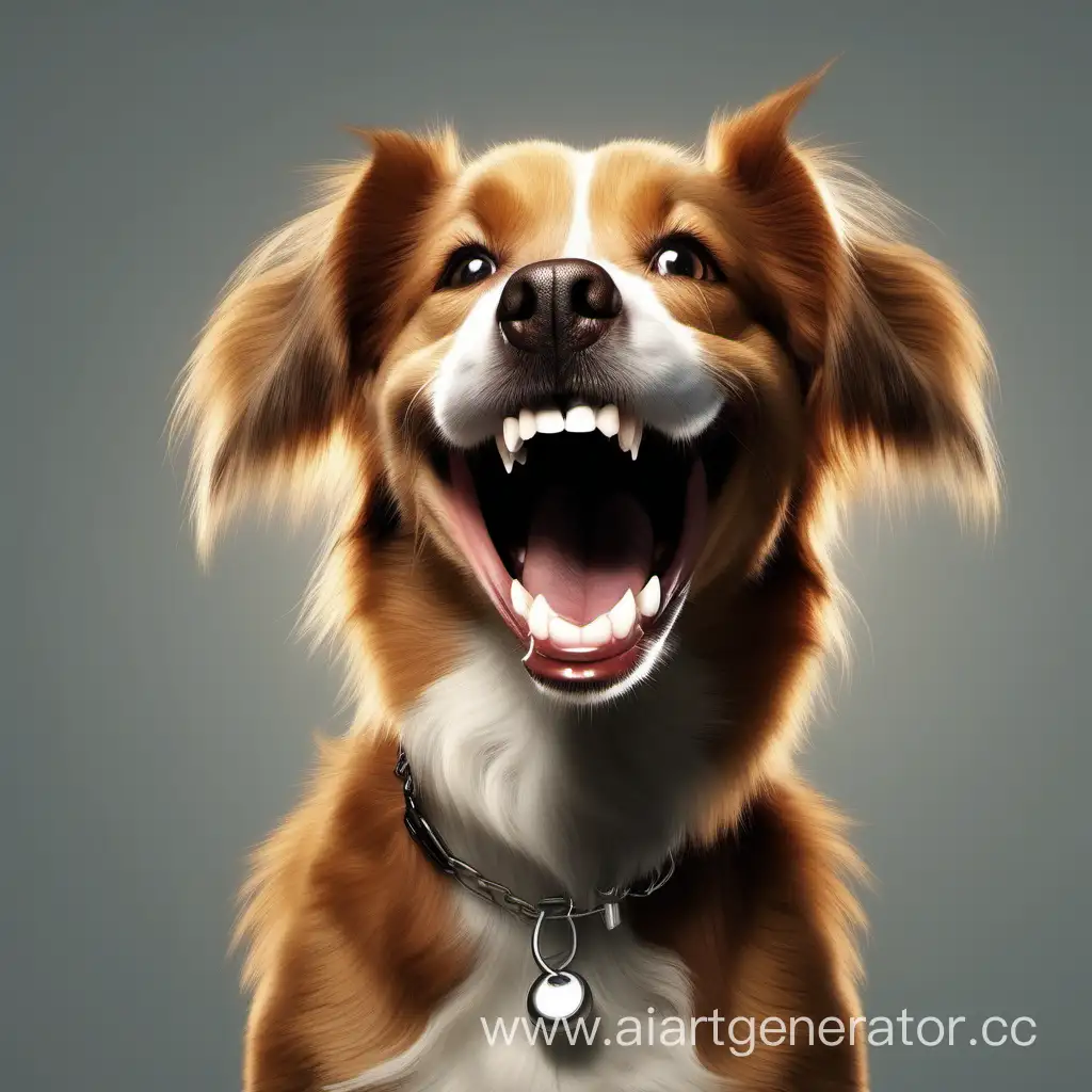 собака с  улыбкой и чистыми зубами во весь рот,добрая ,фотореалистичная породистая
