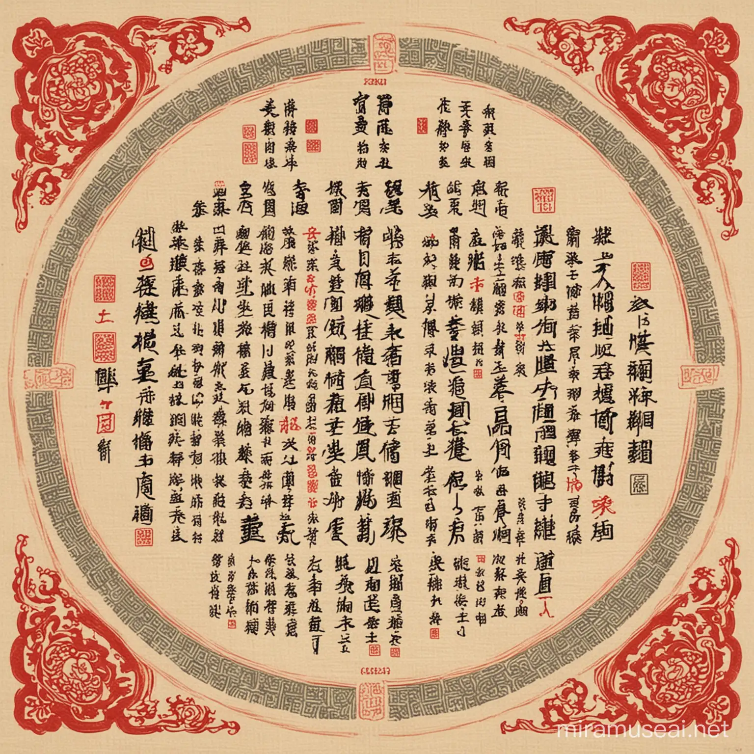 Chinese Scripture Themed Placemats for Cultural Dining Experience