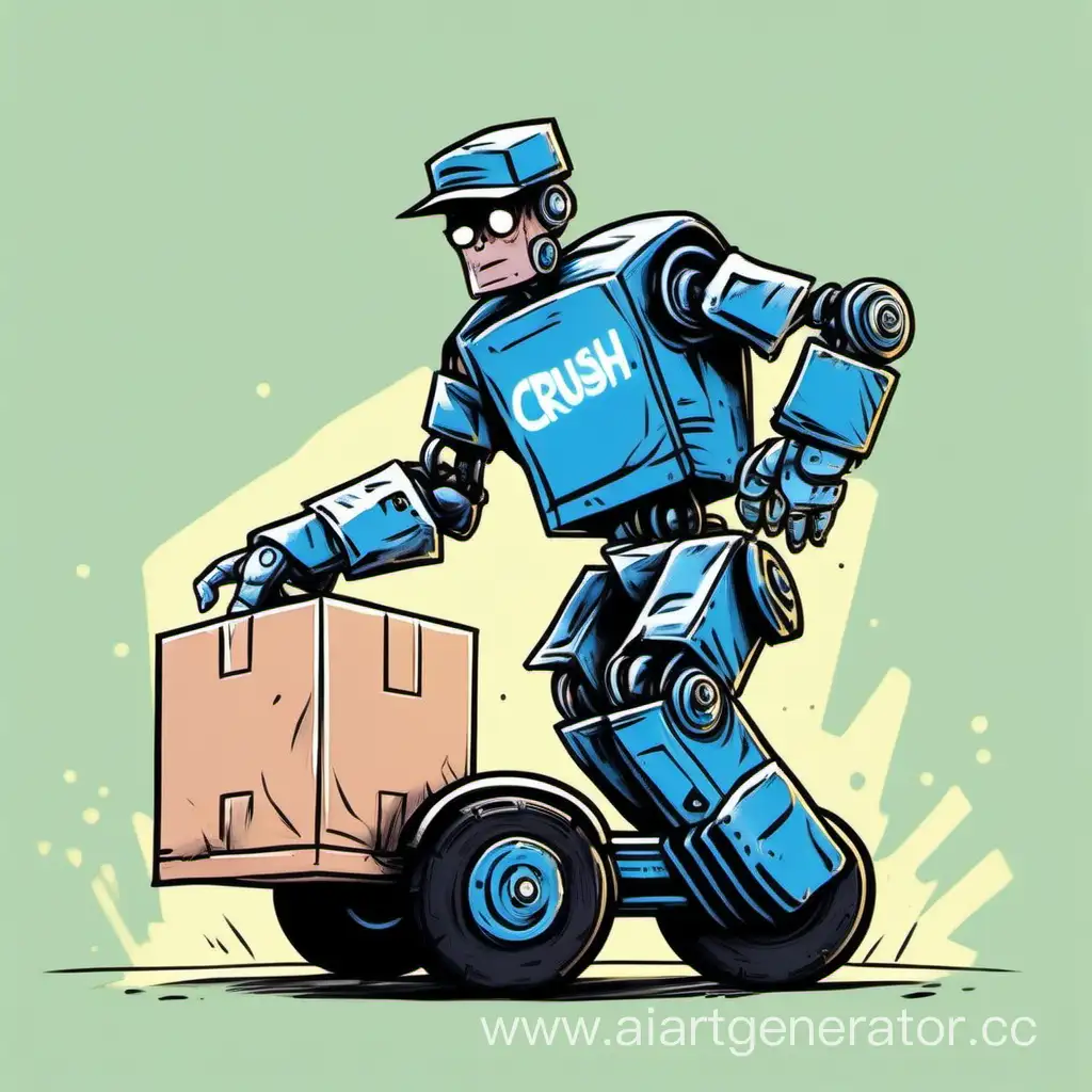 Delivery-Person-Crushing-Delivery-Robot-in-Drawn-Style
