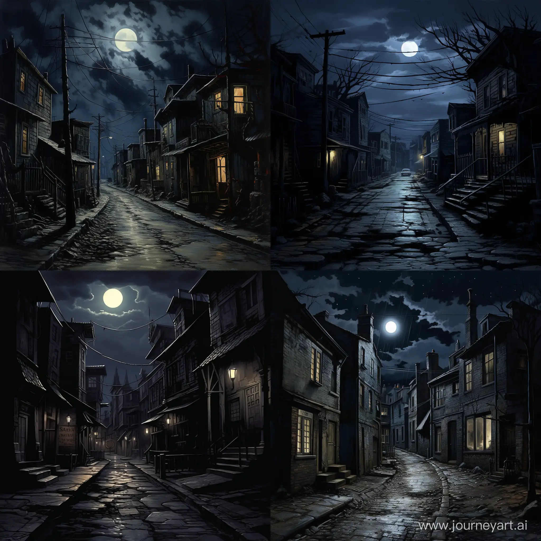 Mysterious-Night-Scene-with-Moonlit-Street