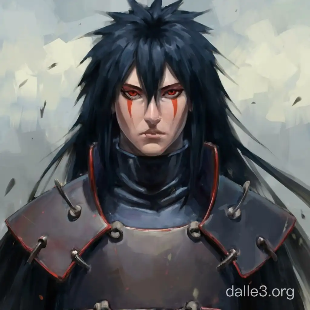 Charismatic Madara Uchiha Shinobi Oil Painting in Scarlet Armor | Dalle3 AI