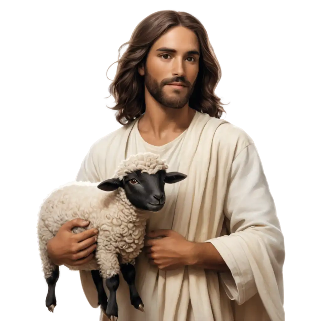 jesus holding a sheep
