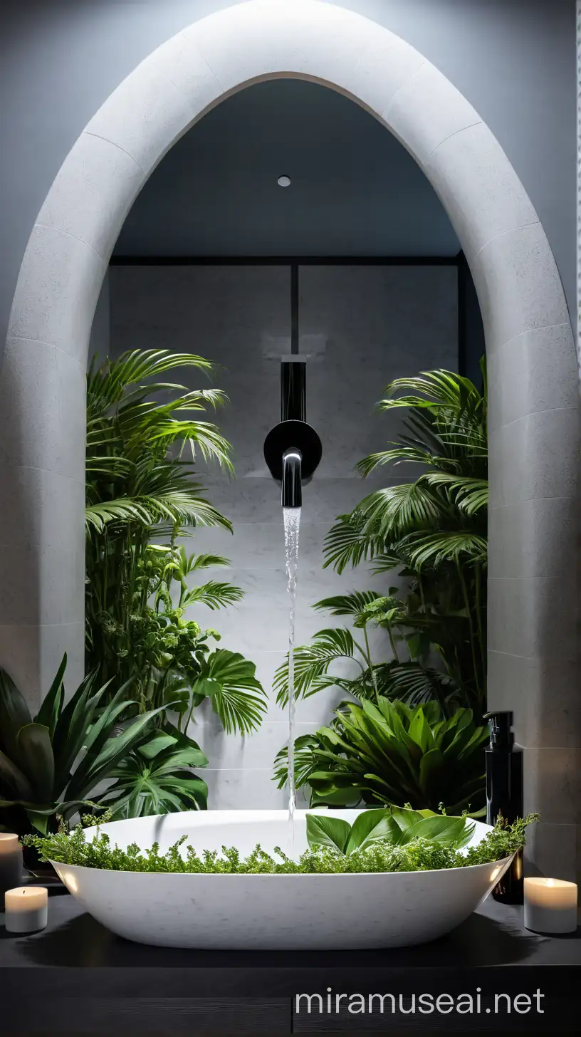 Luxury Bathroom Scene Oversized Basin with BirdShaped Faucet