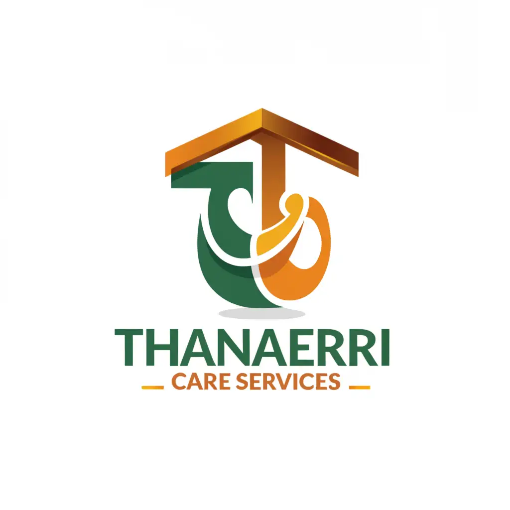 a logo design,with the text "Thanaeri Care Services", main symbol: Thanaeri Care Services written in a clean and modern font, with the letter T stylized to resemble a welcoming roof over the rest of the letters. ,Minimalistic,clear background