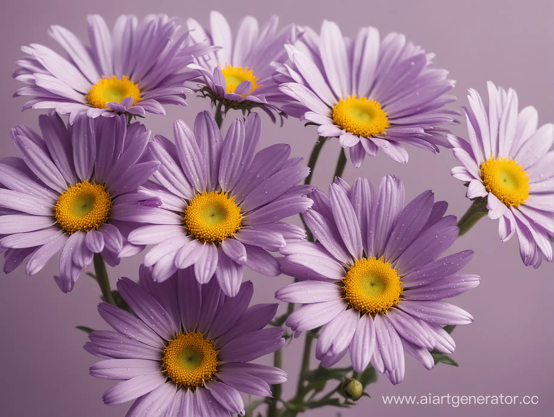 Closeup-Image-of-Dark-Purple-DaisyLike-Flowers-with-Yellow-Pistils