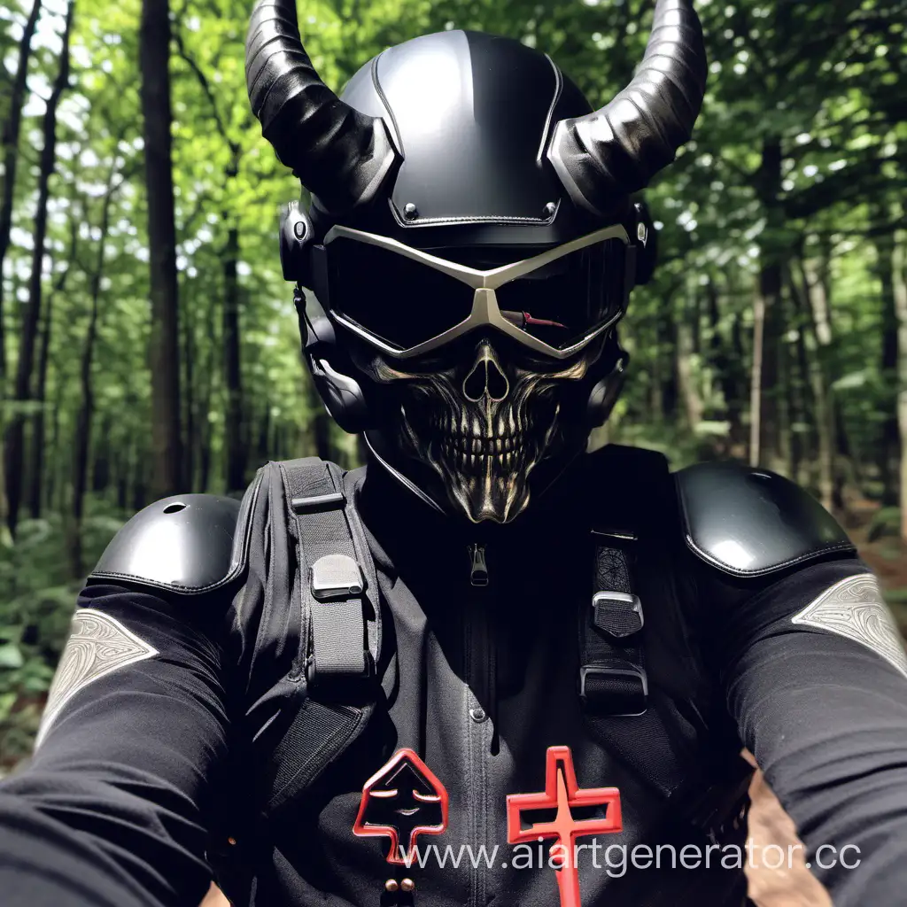 Самаел демон селфи в кросс мото шлеме 