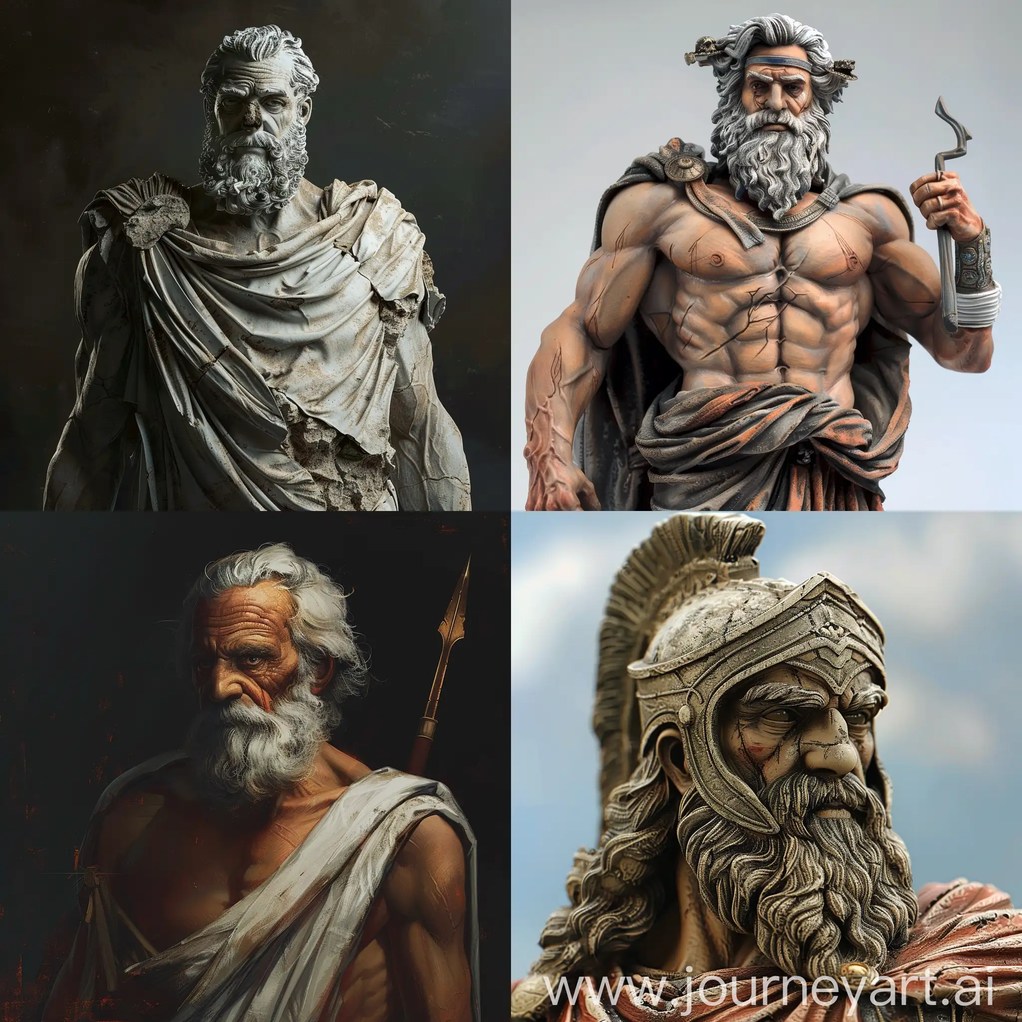 Make a old greek hero that had just finished his way