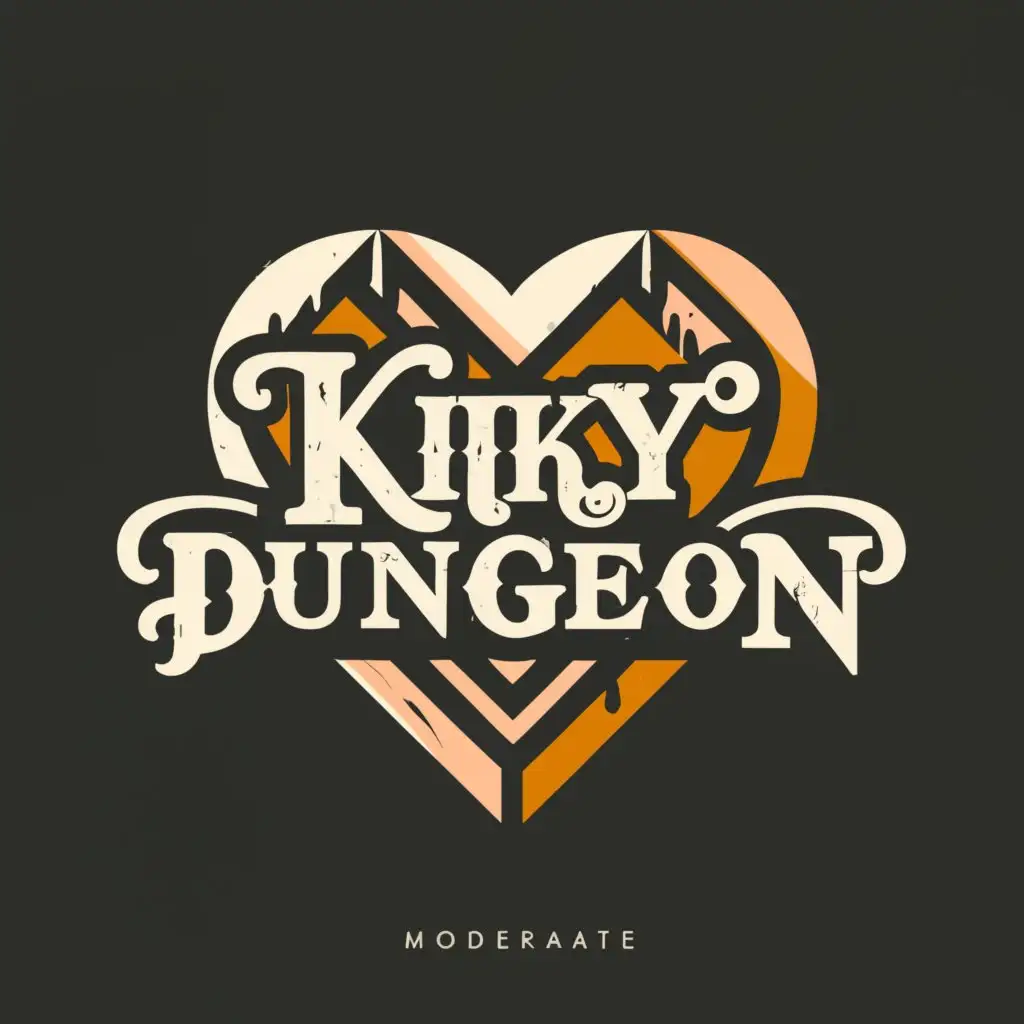 a logo design,with the text "Kinky dungeon", main symbol:heart,Moderate,clear background