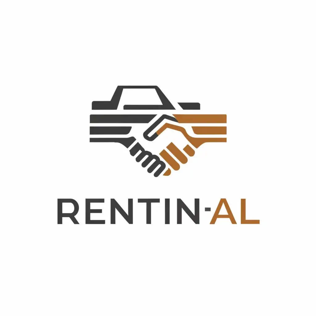 a logo design,with the text "RentIn Al", main symbol:Car and shaking hands,Moderate,be used in Automotive industry,clear background