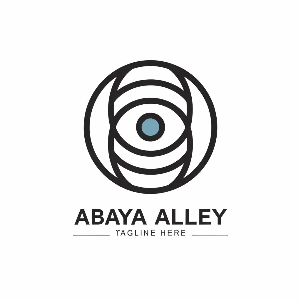 a logo design,with the text "Abaya Alley", main symbol:evil eye circle,Minimalistic,clear background