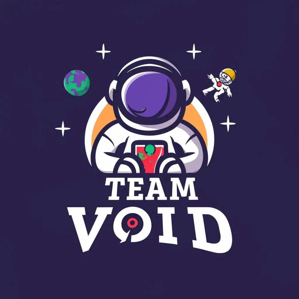a logo design,with the text "TEAM VOID", main symbol:ASTRONAUT,Moderate,clear background