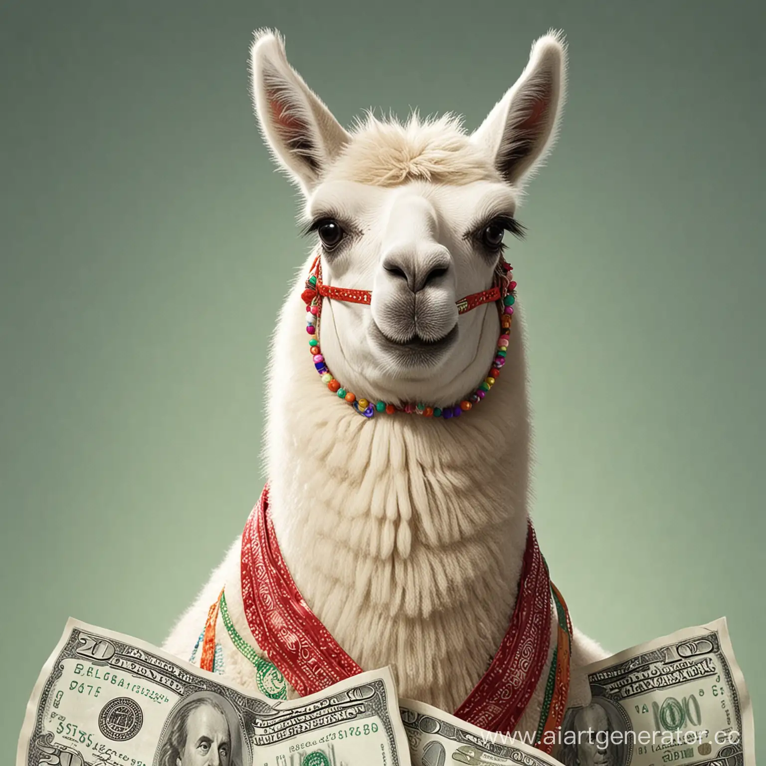 Colorful-Money-Llama-Illustration-on-Vibrant-Background