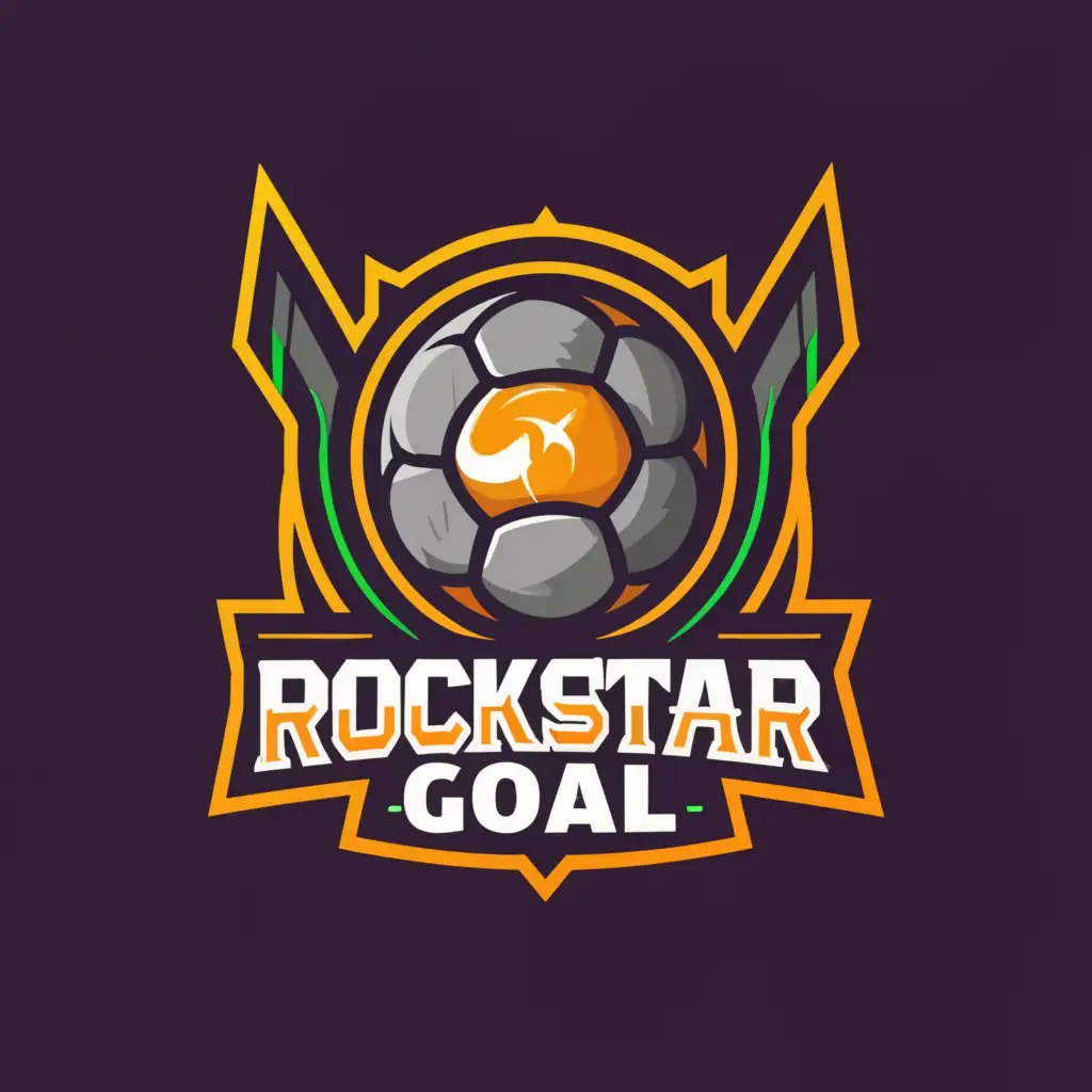 a logo design,with the text "RockstarGoal", main symbol:A football,Moderate,clear background