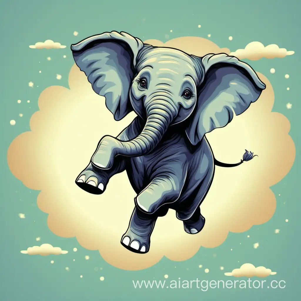 Playful-Flying-Elephant-in-a-Whimsical-Sky