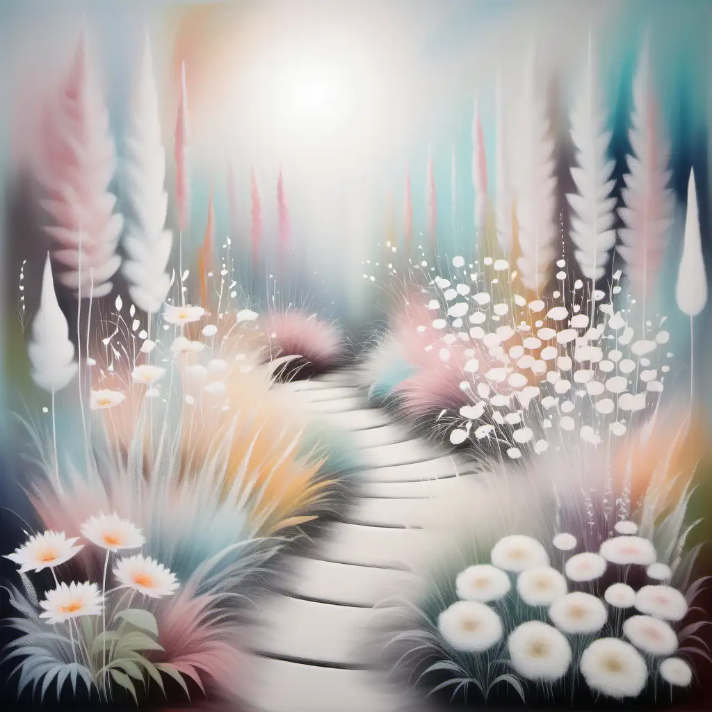 Arty painting ethereal spirit garden bed soft pastel and white colours