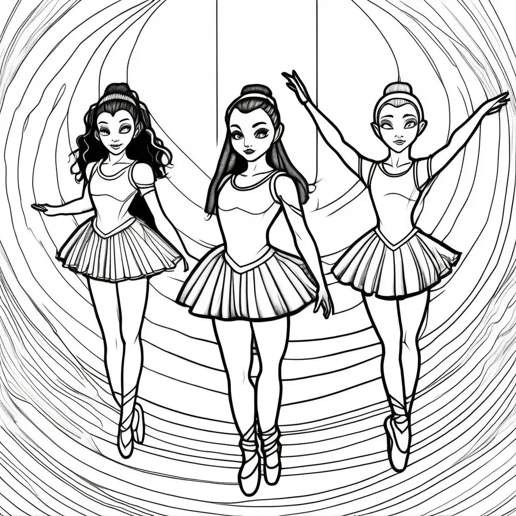 Ballet Coloring Page for Adults TutuClad Girls and AvatarInspired Characters