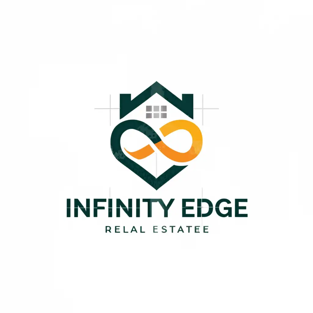 a logo design,with the text "INFINITY EDGE", main symbol:Infinity icon with a house shape on icon,Minimalistic,be used in Real Estate industry,clear background
