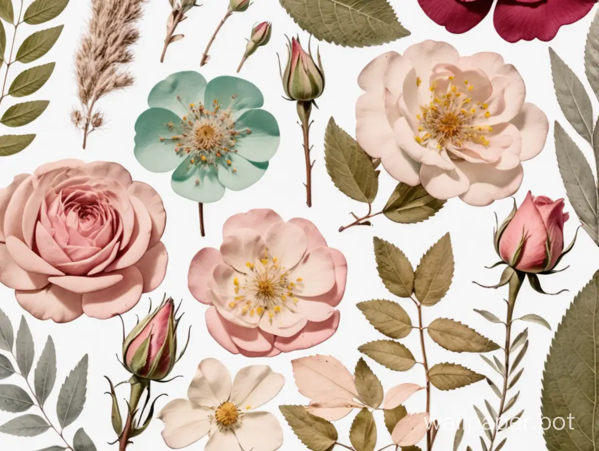 Pressed Flowers, Boho roses Cottagecore ,  Vintage Botanical , pastel Floral Nature, sticker art