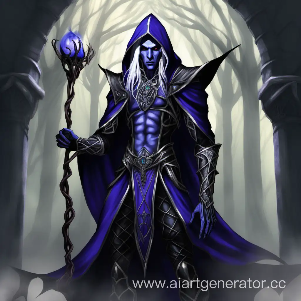 Mysterious-Drow-Elf-Male-Priest-in-Hooded-Devotion-to-Goddess-Lolth