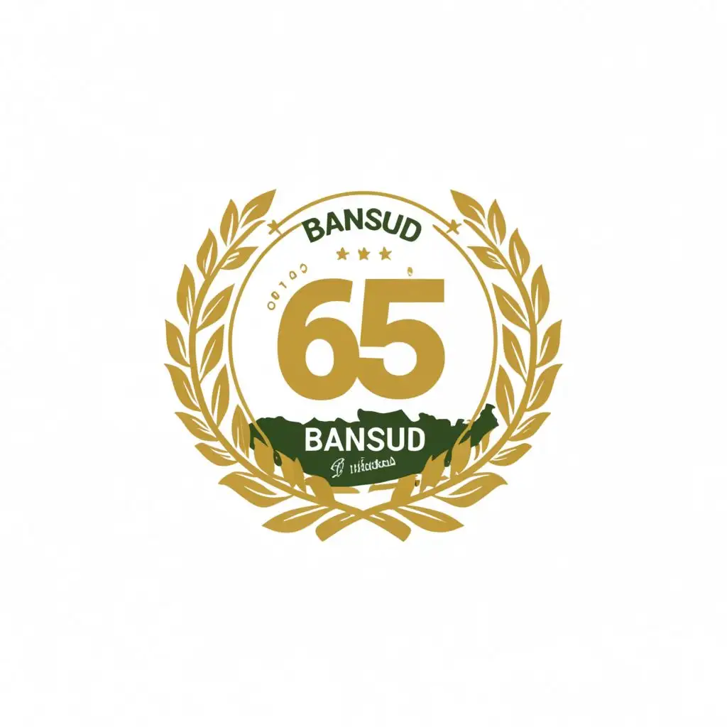 a logo design,with the text "Bansud", main symbol:Emblem: Design a special logo or emblem for the 65th anniversary that includes elements such as: The map of Bansud, Oriental Mindoro, Philippines. The date of the founding anniversary 'July 4, 1959'. A motif that represents growth or progress, such as a growing tree with 65 leaves or branches, each symbolizing a year. ,Minimalistic,be used in Events industry,clear background