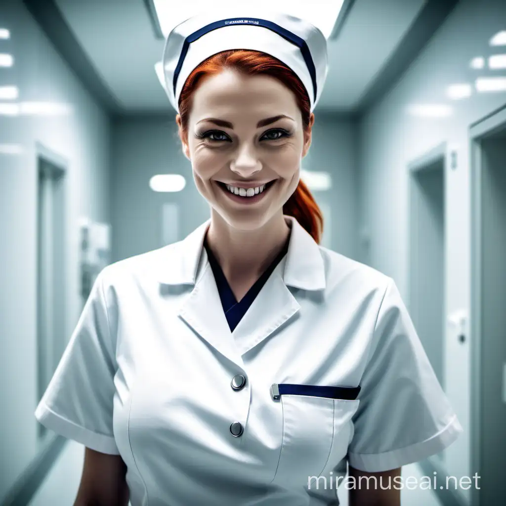 As you enter the clean room, you are greeted by a nurse with a forced smile and a sleek, futuristic uniform. The room is spotless and white, with a sense of clinical perfection that is both intriguing and unsettling.