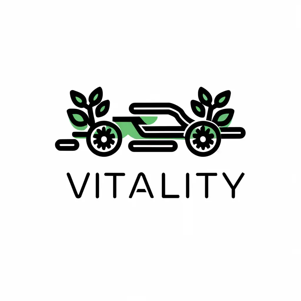 a logo design,with the text "Vitality", main symbol:Race car and plants,Moderate,be used in Automotive industry,clear background