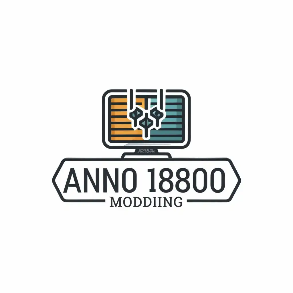 logo, computer, with the text "Anno 1800 Modding", typography, be used in Internet industry