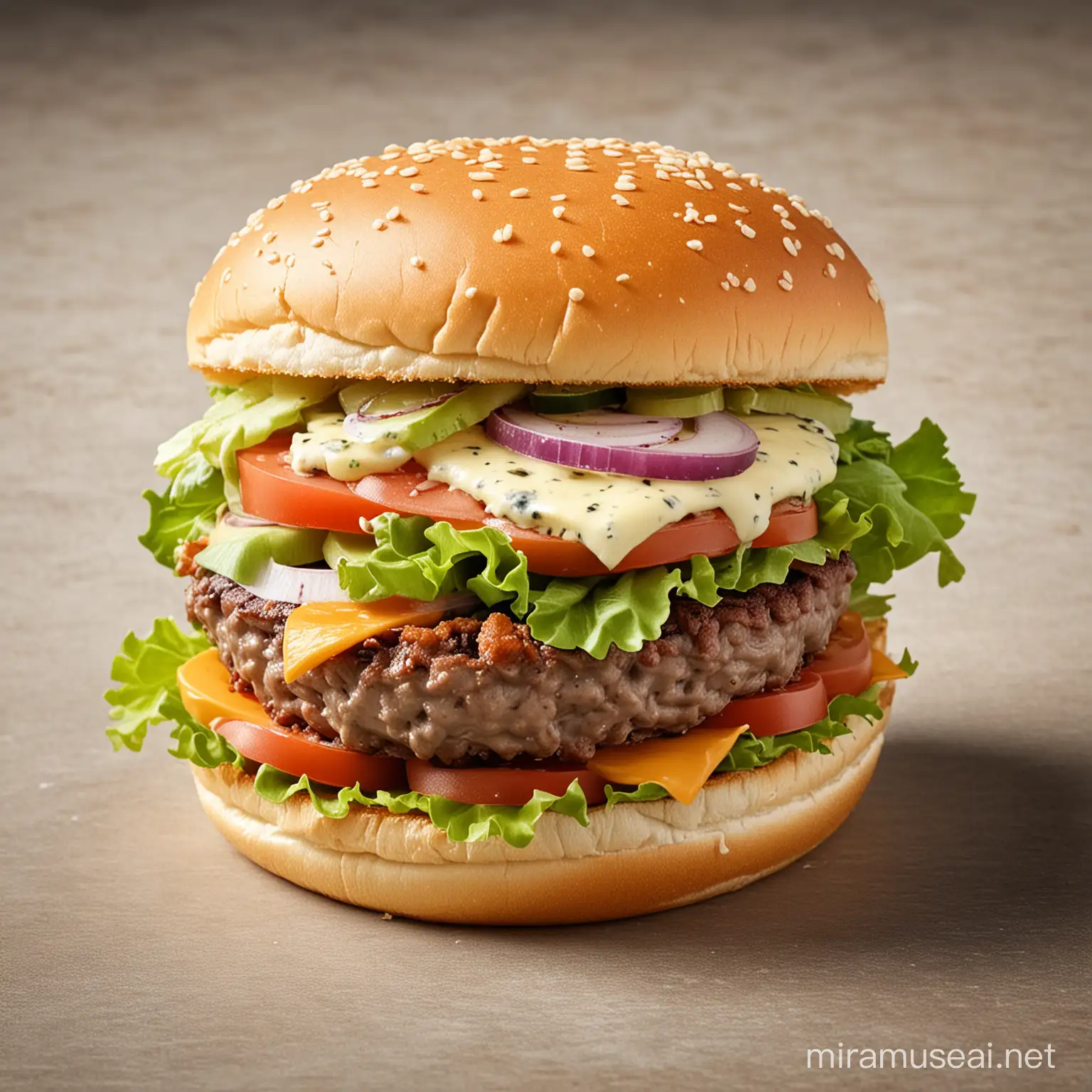 Delicious Cheese Salad Burger Appetizing Isolated Culinary Delight