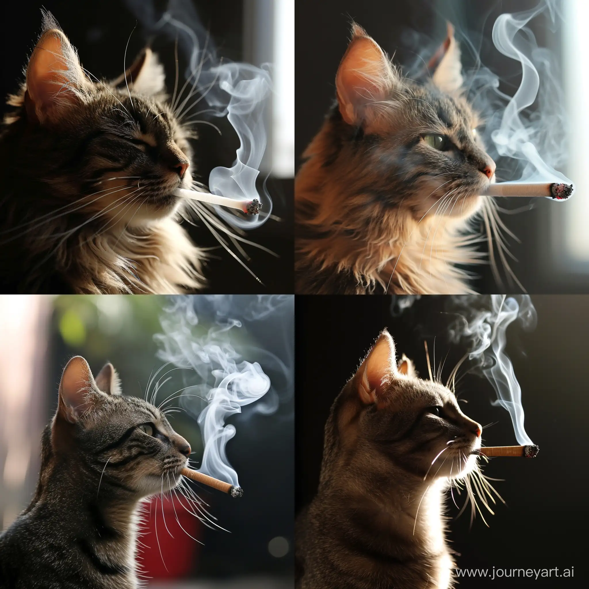 Elegant-Cat-with-a-Smoking-Pipe-in-Square-Format