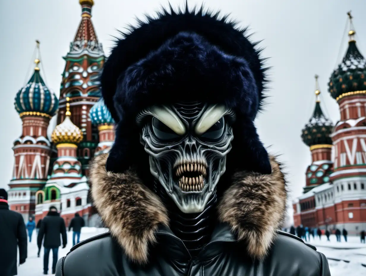 Russian Xenomorph in Ushanka Hat with Fur