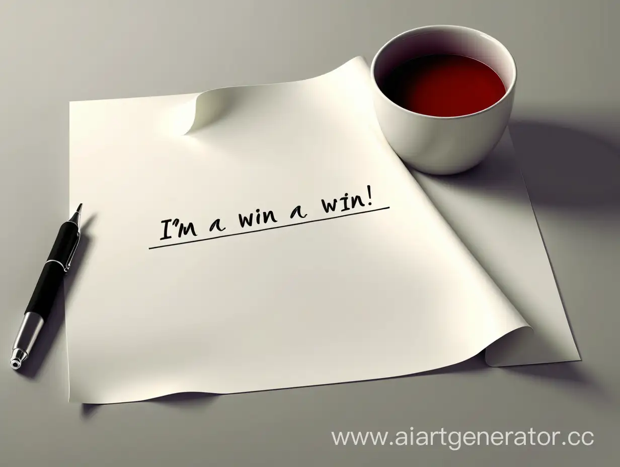 Пустой лист, на нем написано " I'm a win....