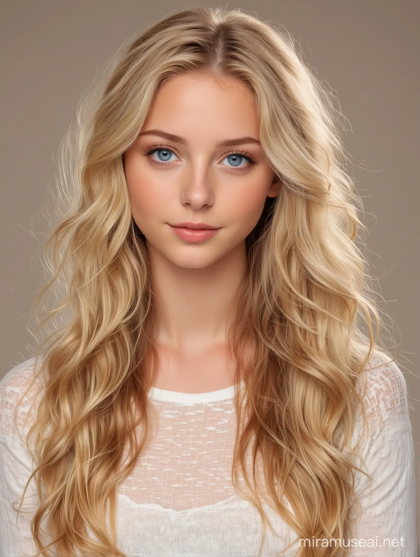Adorable 18YearOld Blonde Model with Blue Eyes in Full Body View