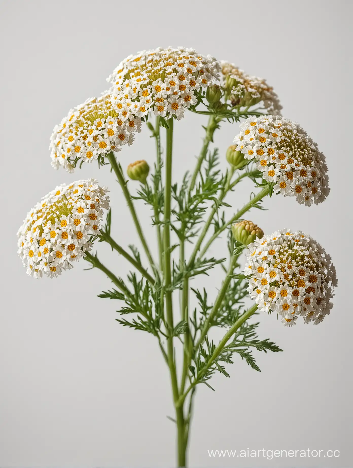 Achillea on white background