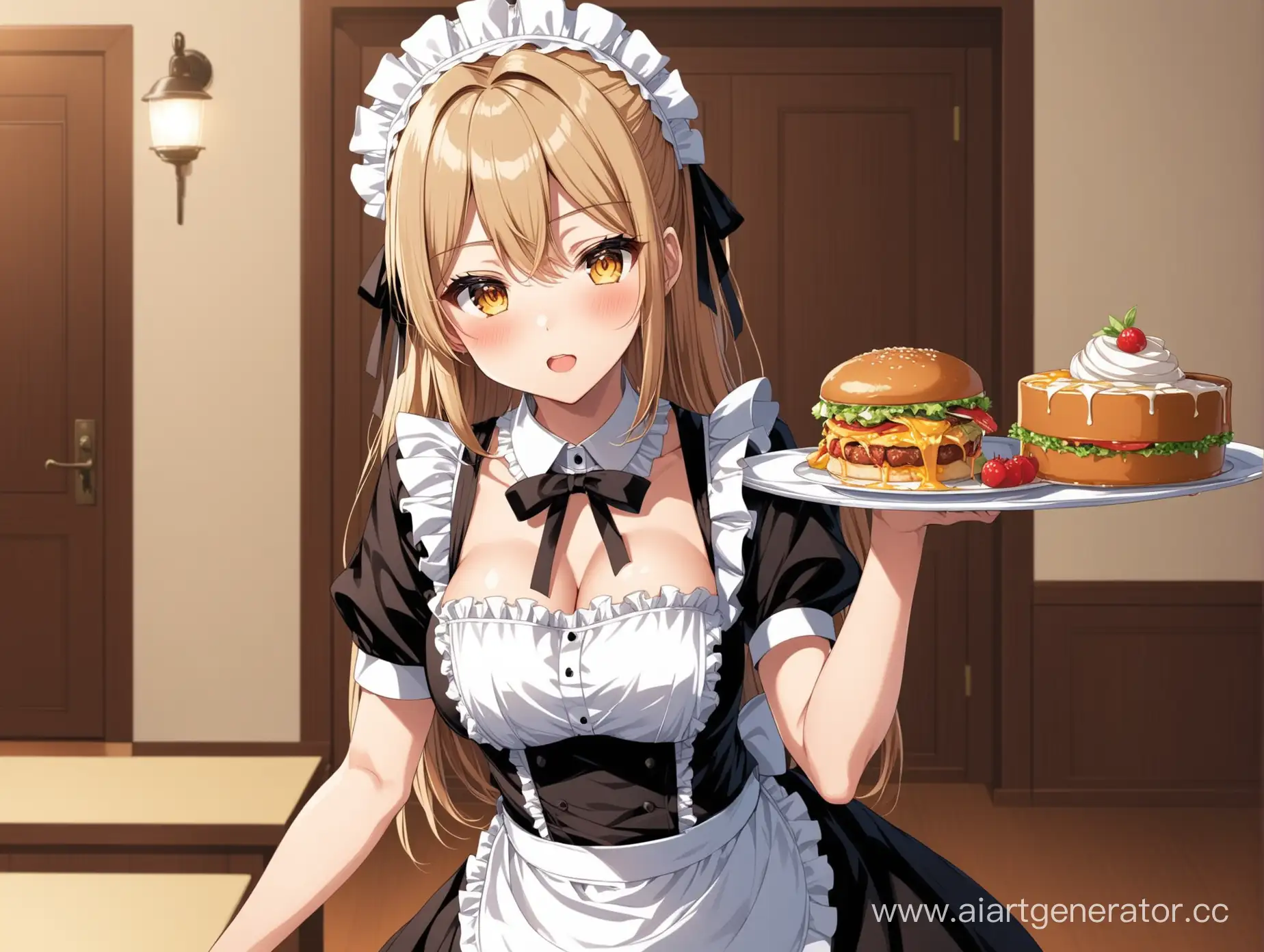 Serving-Anime-Maid-Presents-Meal-to-Master