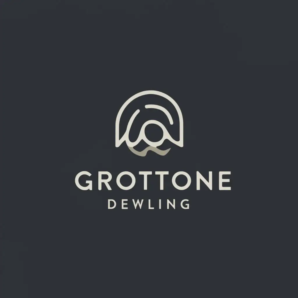a logo design,with the text "grottone dwelling", main symbol:cave by the sea,Minimalistic,clear background