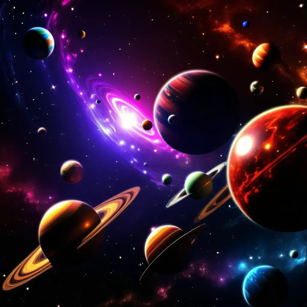 planets colours 
 universe stars background