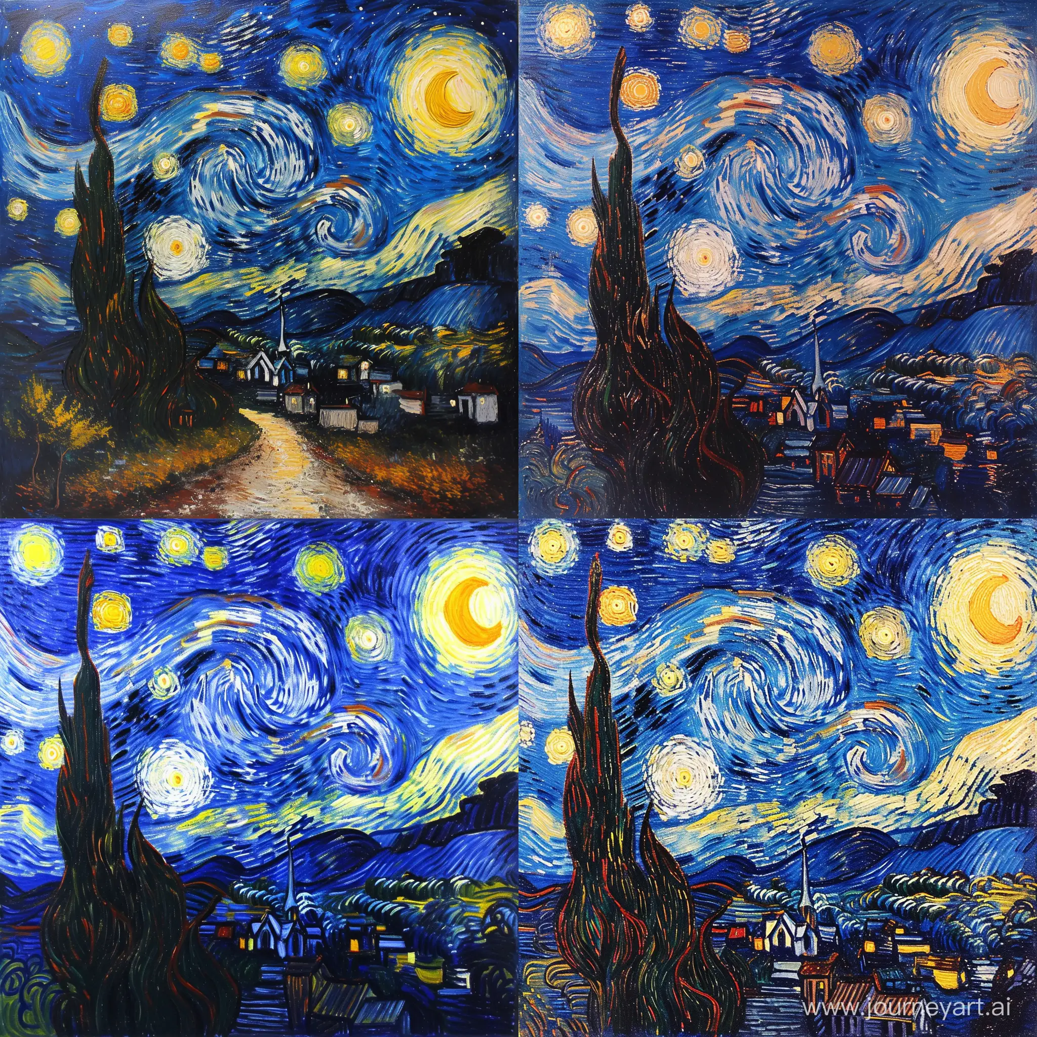 Vincent-van-Gogh-Starry-Night-Recreation-with-Vivid-Colors-and-Brushstroke-Detail