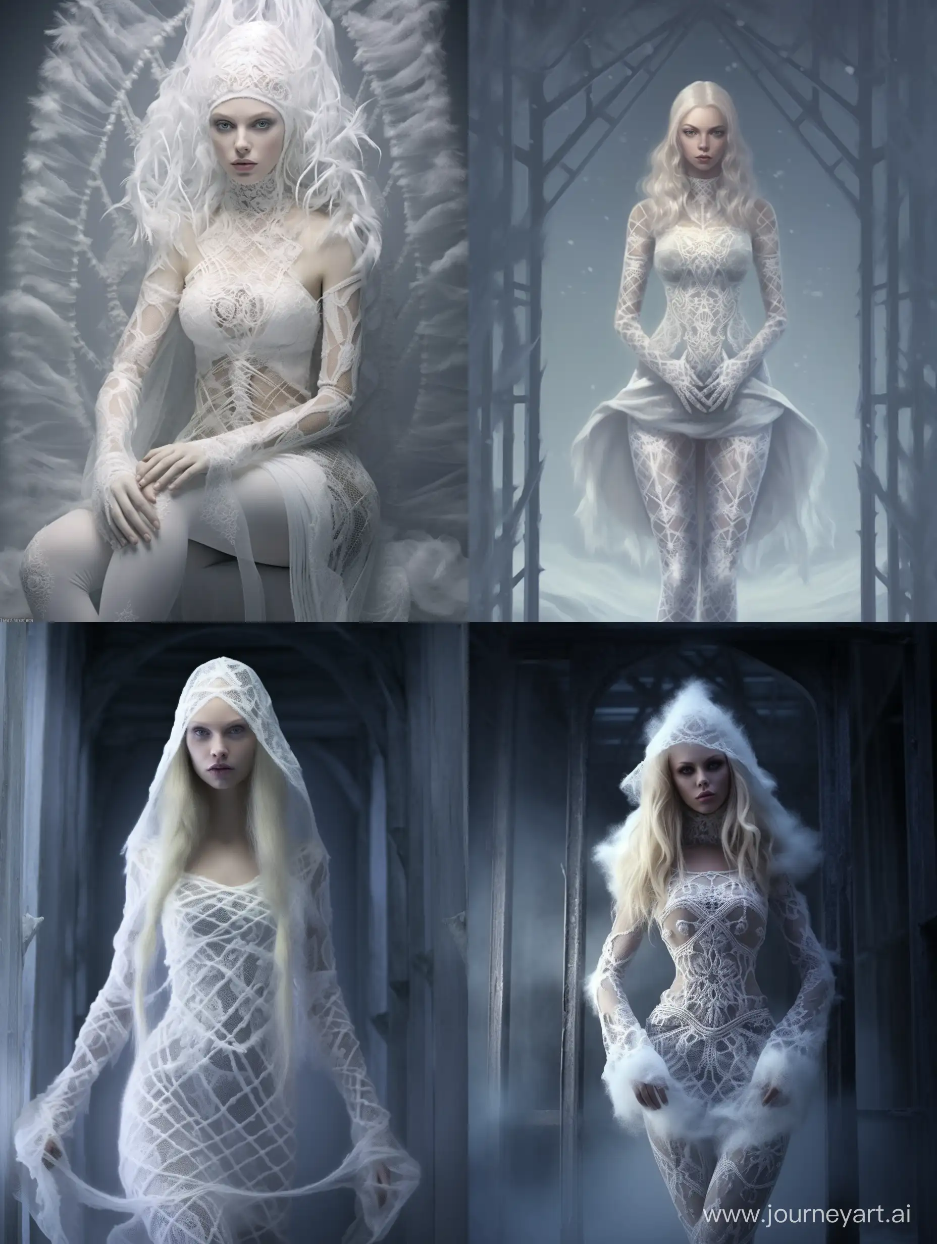 Snow-Maiden-Villain-in-White-Dress-and-Fishnet-Tights