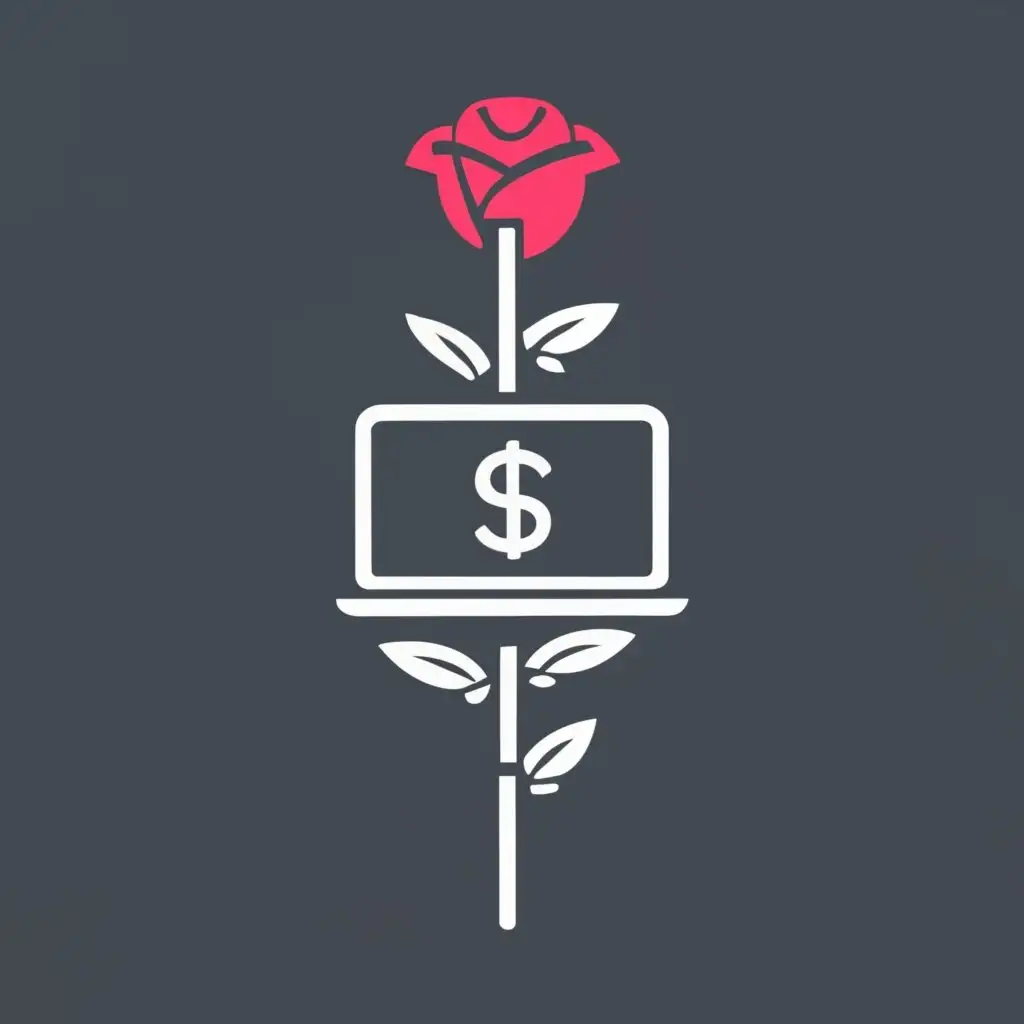 LOGO-Design-For-Rose-Elegant-Black-White-Rose-Symbol-with-Text-ROSE-for-Finance-Industry