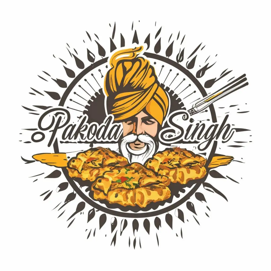 logo, Pakoda and turban, with the text "Pakoda singh", typography, be used in Restaurant industry