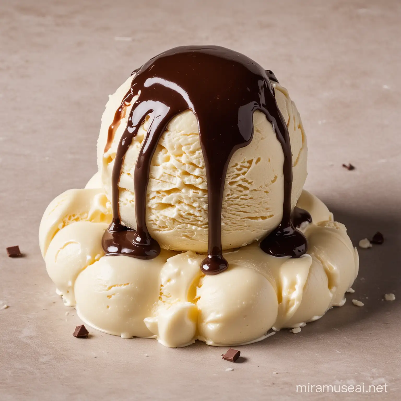 Delicious Milk Ice Cream with Rich Chocolate Sauce