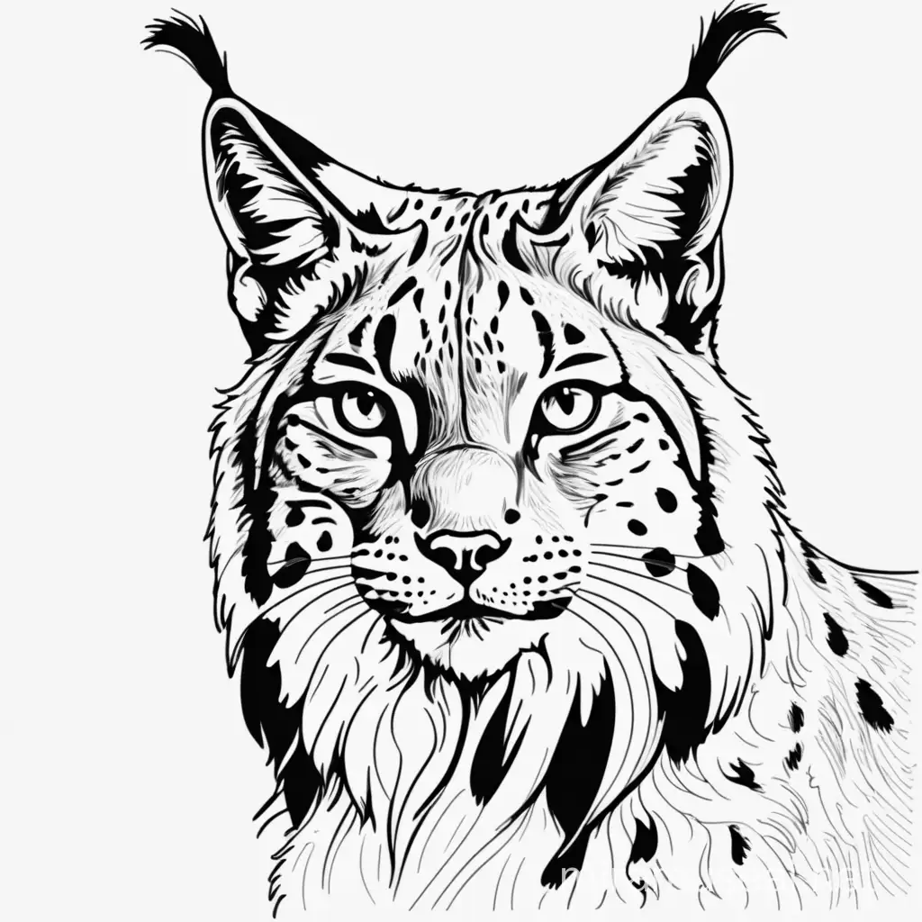 Graceful Lynx Cat Line Drawing