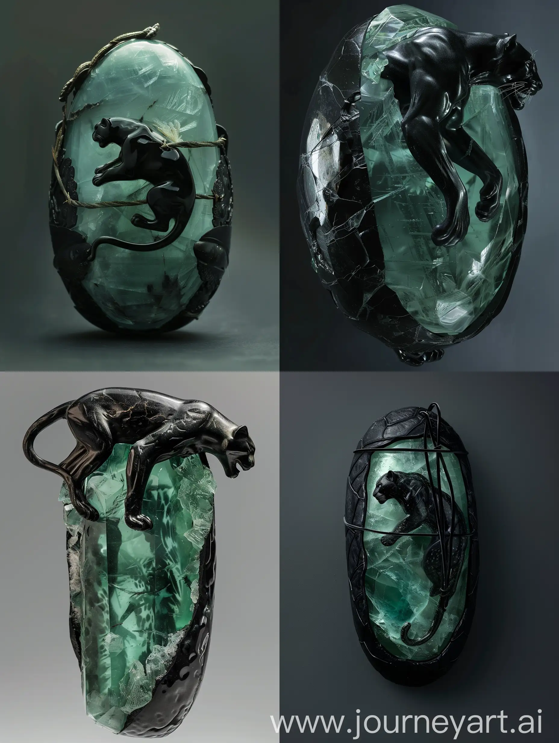 Jade-Ice-and-Black-Panther-Sculpture
