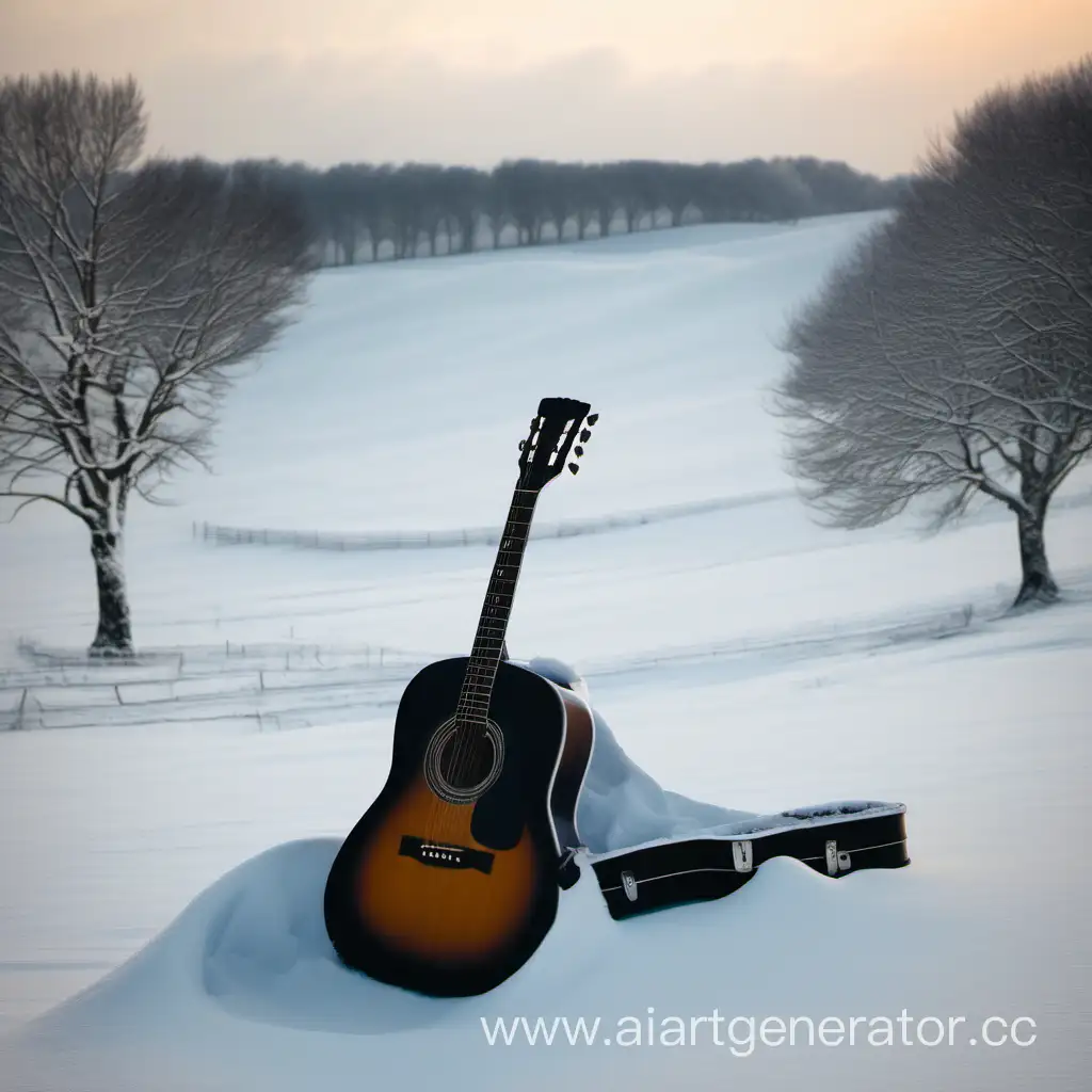 Snowy-Chalk-Hills-with-Guitar-Tranquil-Winter-Scene